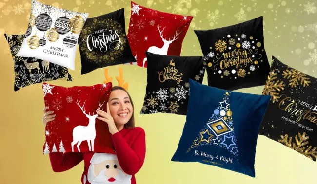 Vianočná obliečka na vankúš 3D 43