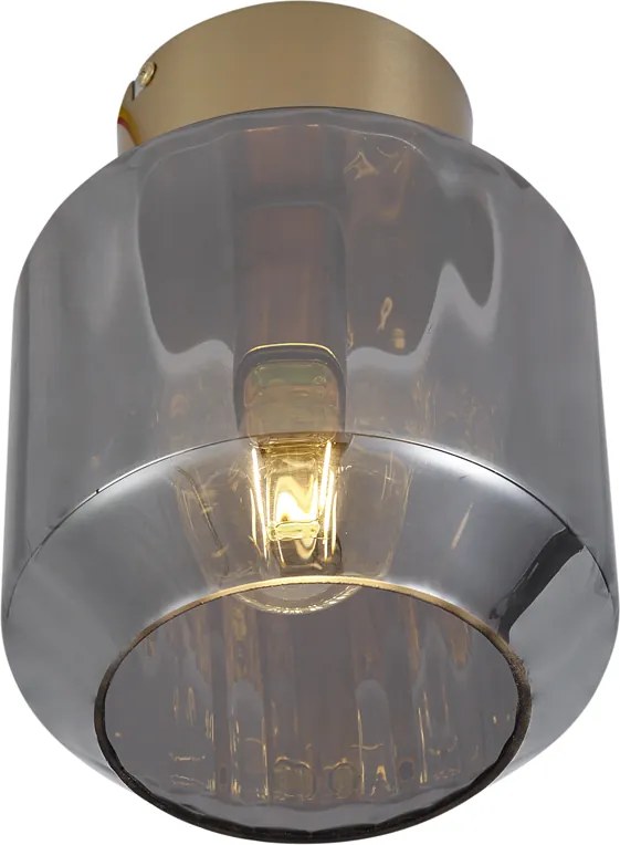 Moderné stropné svietidlo mosadzné s dymovým sklom - Stiklo