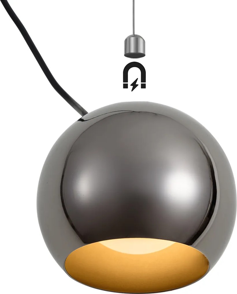 Dizajnová závesná lampa tmavý chróm pre 1-fázový koľajnicový systém - Slimline Sara