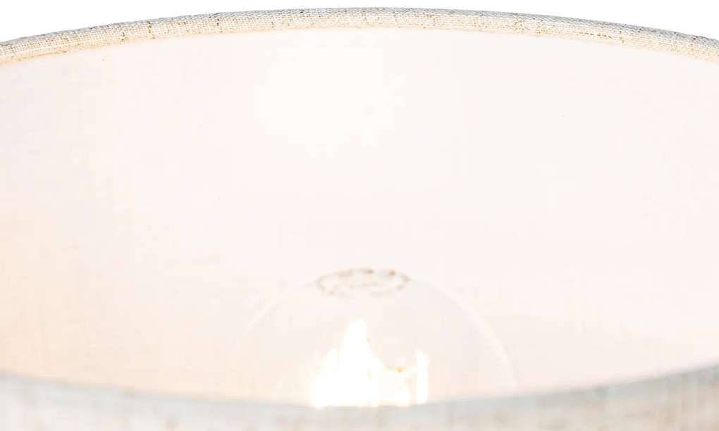 Rustikálna stolná lampa drevená s ľanovým tienidlom béžová 25 cm - Mels