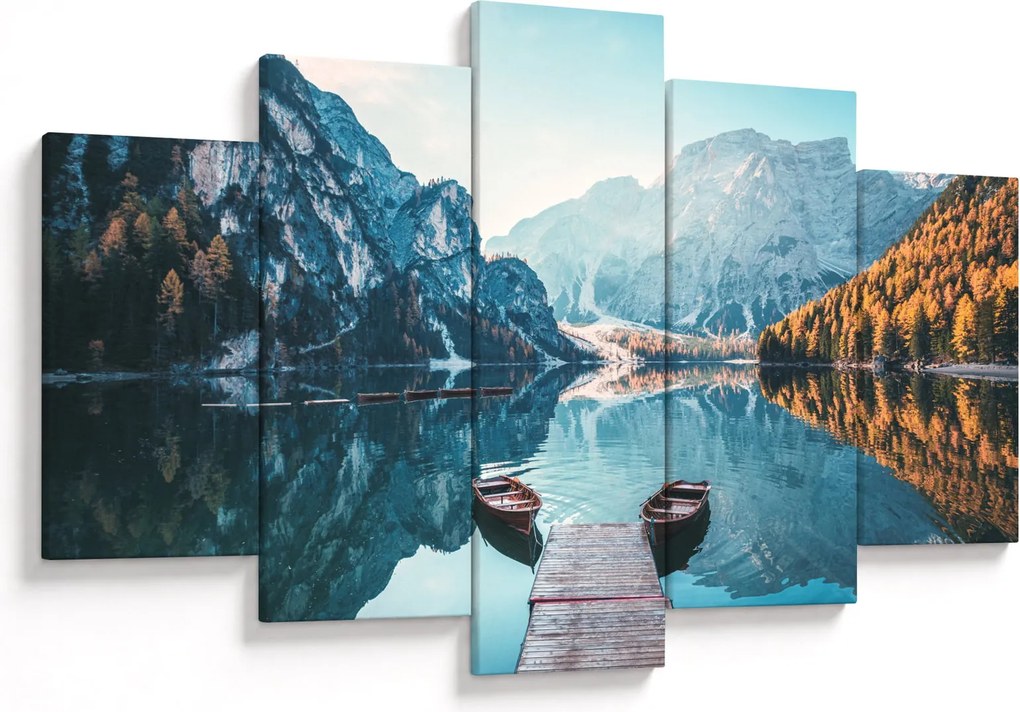 Obraz - Lode na jazere Braies (150x105 cm)