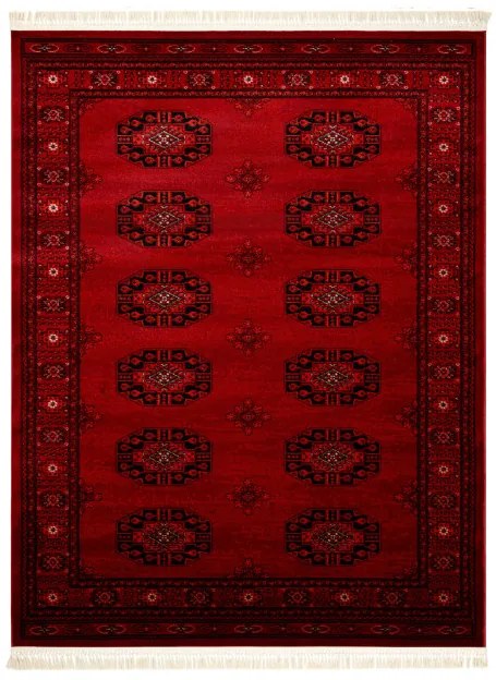 Koberec ORIENT 6871 so strapcami, rám / ornament / klasický, bordový / čierny