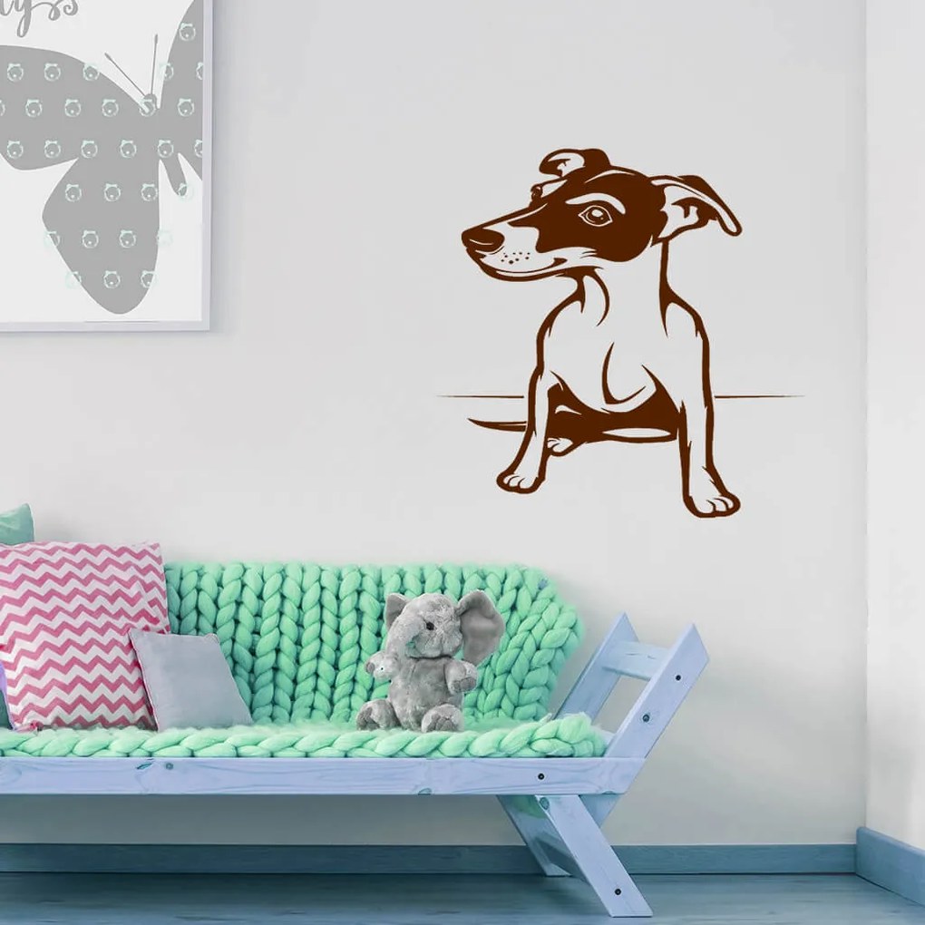 Veselá Stena Samolepka Pes Jack Russell Terrier Farba: modrá, Veľkosť: 80 x 60 cm