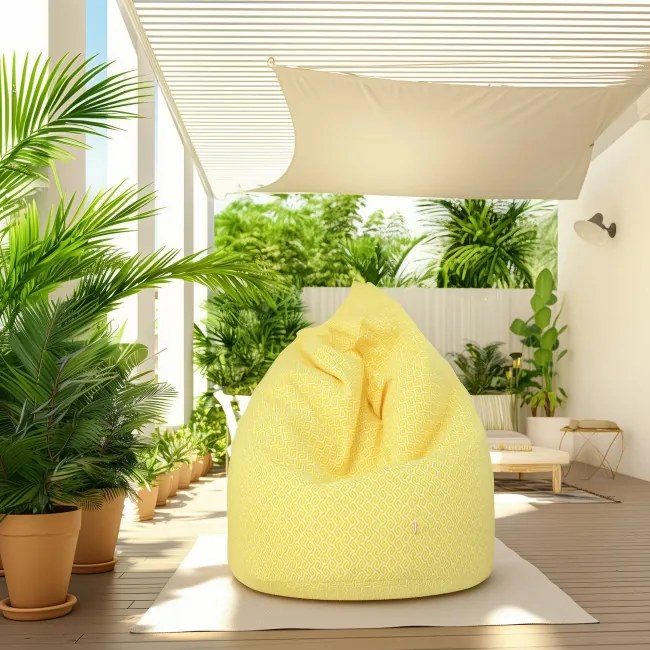 Sedací vak Meander bielo-žltý