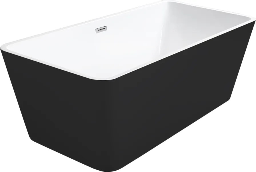 Besco Akrylátová voľne stojaca vaňa Evita BW 160x80 BESCO-Typ výpuste: Click-Clack s prepadom, čierna, BESCO-Rozmery: 160x80, BESCO-Farba: Biela/čier…