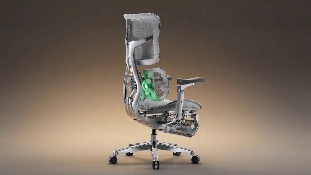 Ergonomická kancelárska stolička s podnožkou Premium Normal Size, sivá: Diablo V-Kinetic