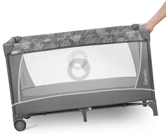 Lionelo - Cestovná postieľka FLOWER Sivý kameň