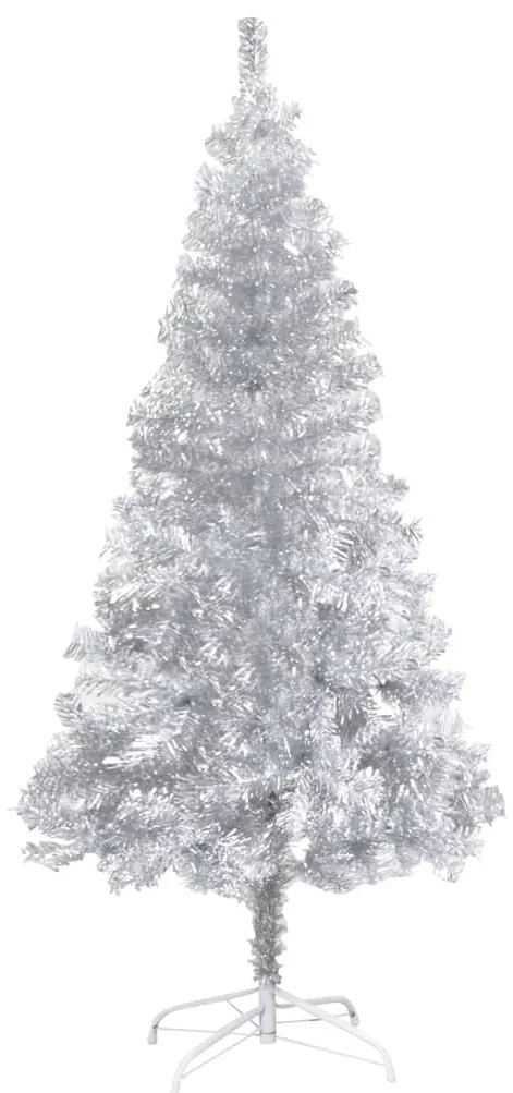 vidaXL Umelý vianočný stromček s podstavcom, strieborný 180 cm, PET
