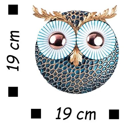 Nástenná kovová dekorácia OWL II modrá/medená