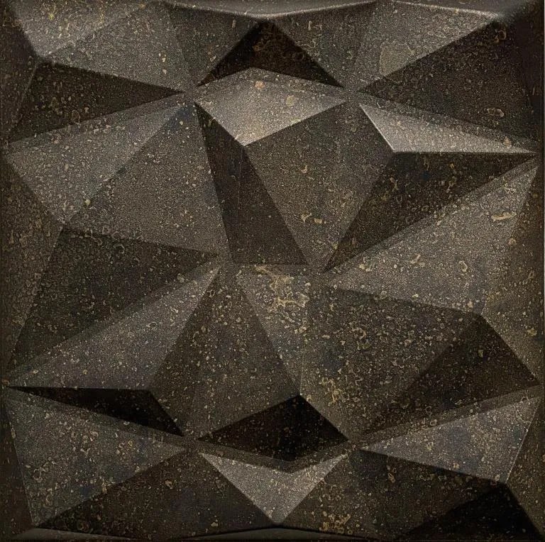 3D panel 0073, cena za kus, rozmer 50 cm x 50 cm, DIAMANT beton čierno-zlatý, IMPOL TRADE