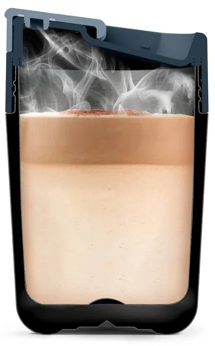 Cestovný hrnček v tmavomodro-lesklo striebornej farbe 340 ml Sipp – Joseph Joseph