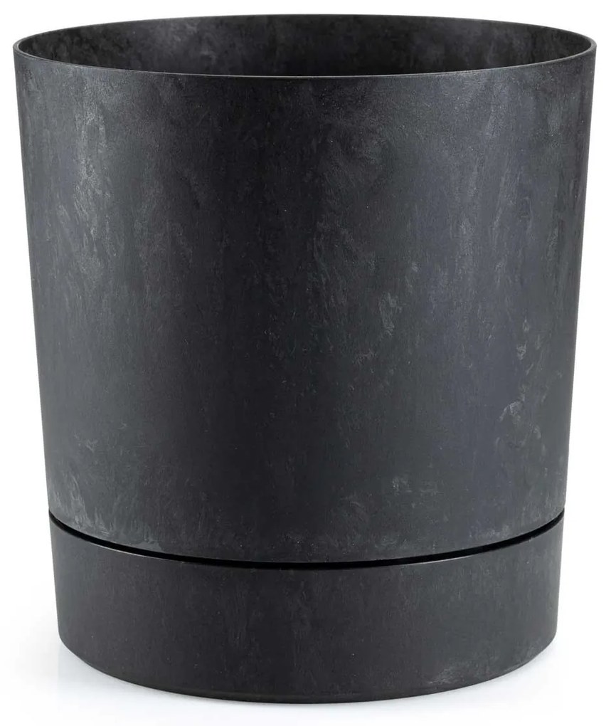 PLASTOVÝ KVETINÁČ AZALEA 22,5X23,5 CM IMITÁCIA BETÓNU ČIERNA