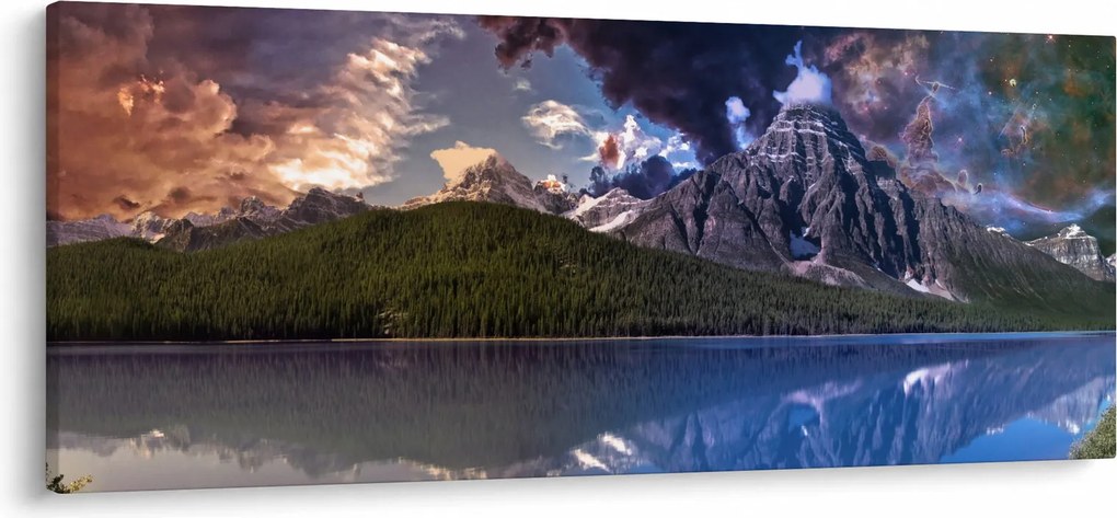 Obraz jazera a hôr (120x50 cm)