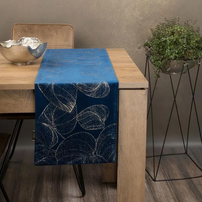 Dekorstudio Elegantný zamatový behúň na stôl BLINK 16 tmavomodrý Rozmer behúňa (šírka x dĺžka): 35x180cm