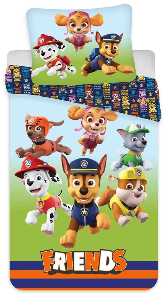 DETSKÉ BAVLNENÉ OBLIEČKY PAW PATROL 100X135 CM, 1KS 40X60 CM VZOROVANÉ