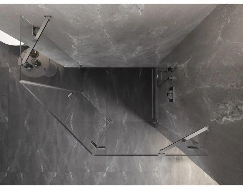 Mexen Lunar, päťuholníkový sprchový kút s pravým sklonom 100 x 80 cm, 8mm číre sklo, chrómový profil, 831-100P-080L-01-00-P