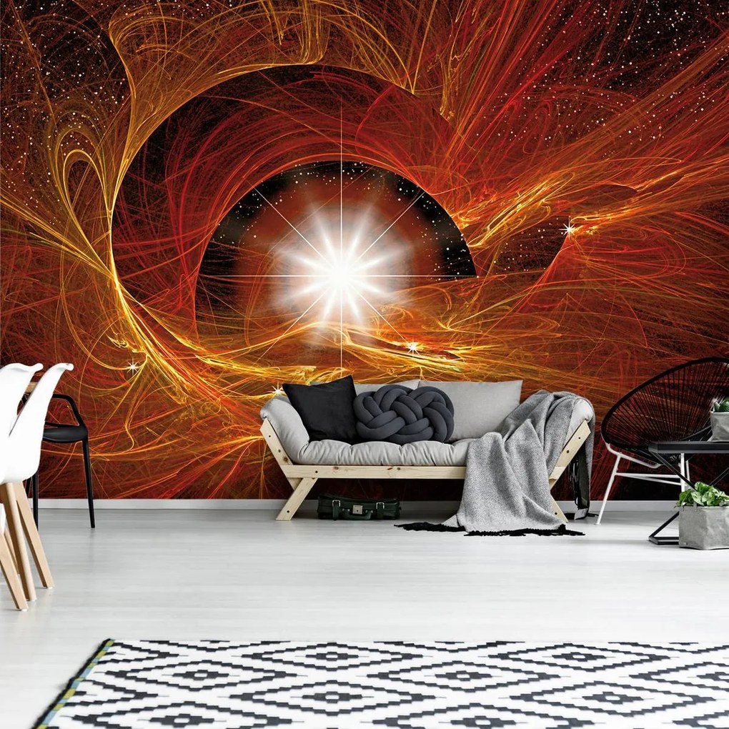 Fototapeta - Zlaté abstraktné Supernova (254x184 cm)