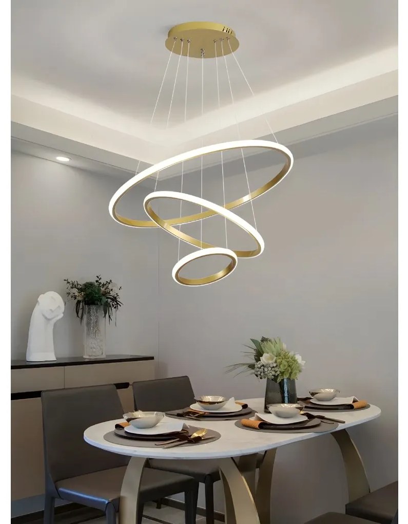 Toolight Toolight, závesné svietidlo 100cm, 60W, 3000K, LHJ010-CP4, zlatá matná, OSW-50003