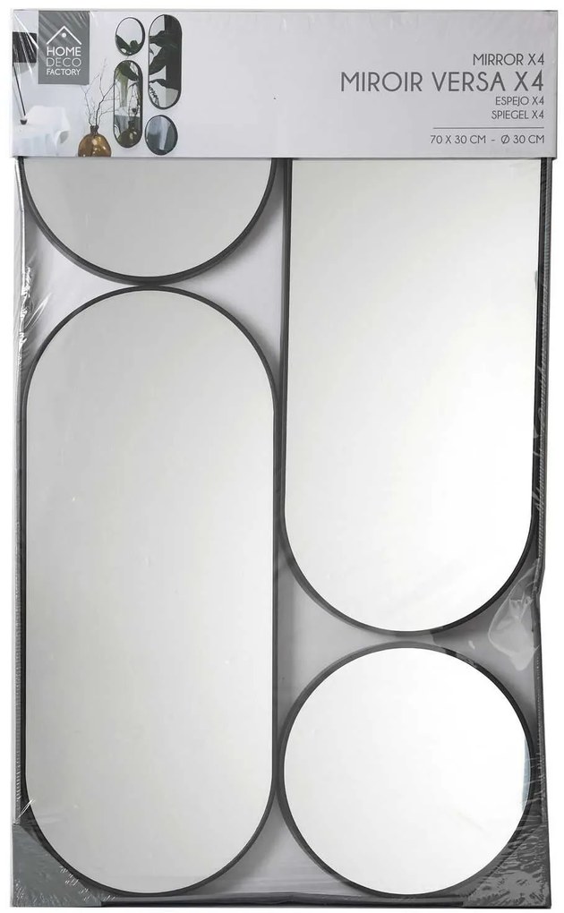 Zrkadlo Noir, čierne, sada 4ks