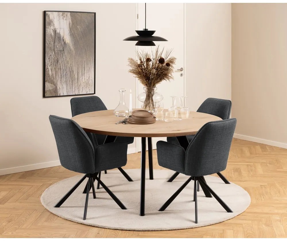 Tmavosivé čalúnené jedálenské kreslá v súprave s podrúčkami 2 ks Glenda – Actona