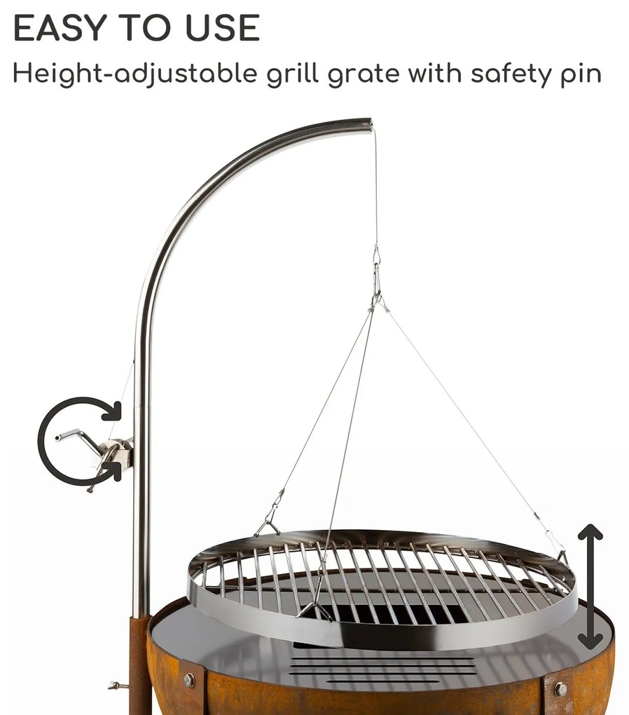Blumfeldt Blum Fire Globe, ohnisko s grilom, Ø 60 cm, oceľ