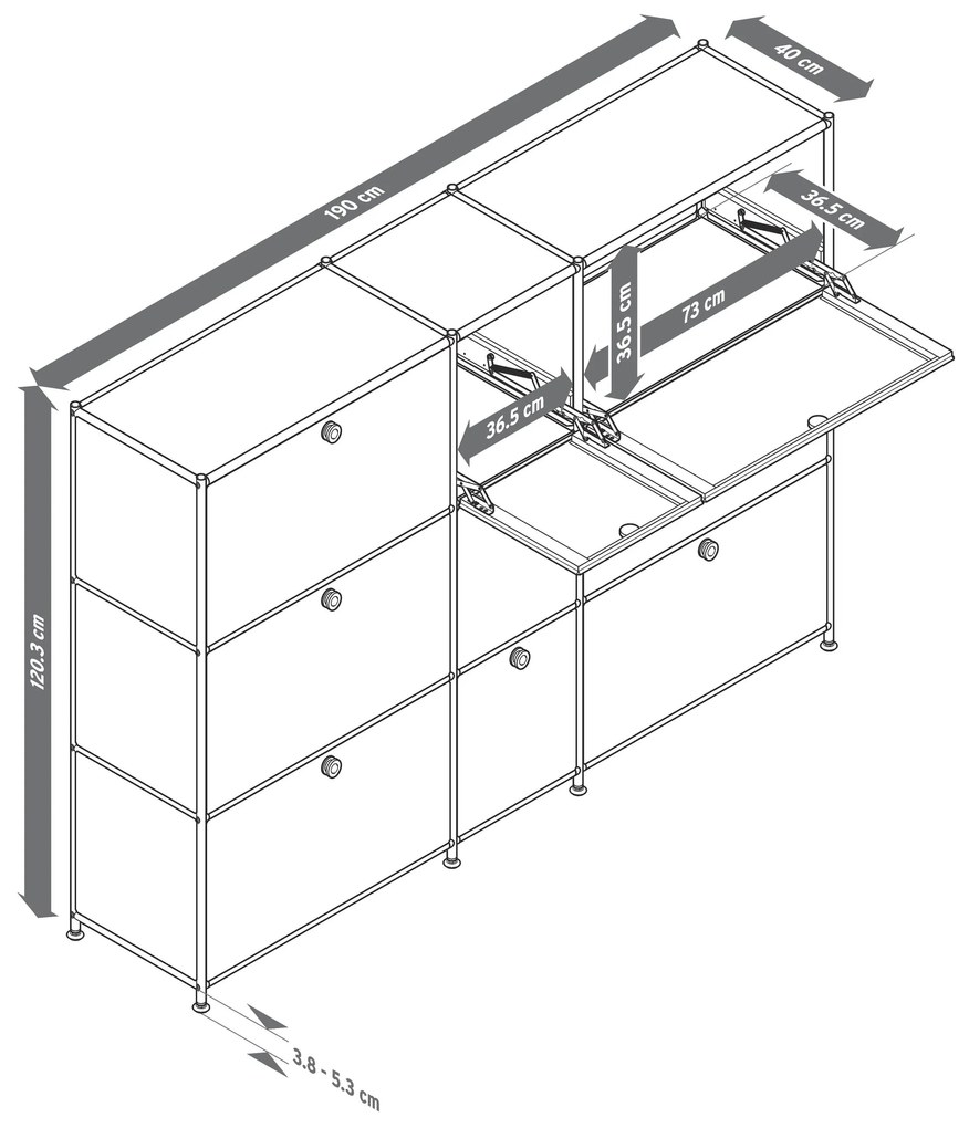 Komoda »CN3« s 9 výklopnými dvierkami, čierna