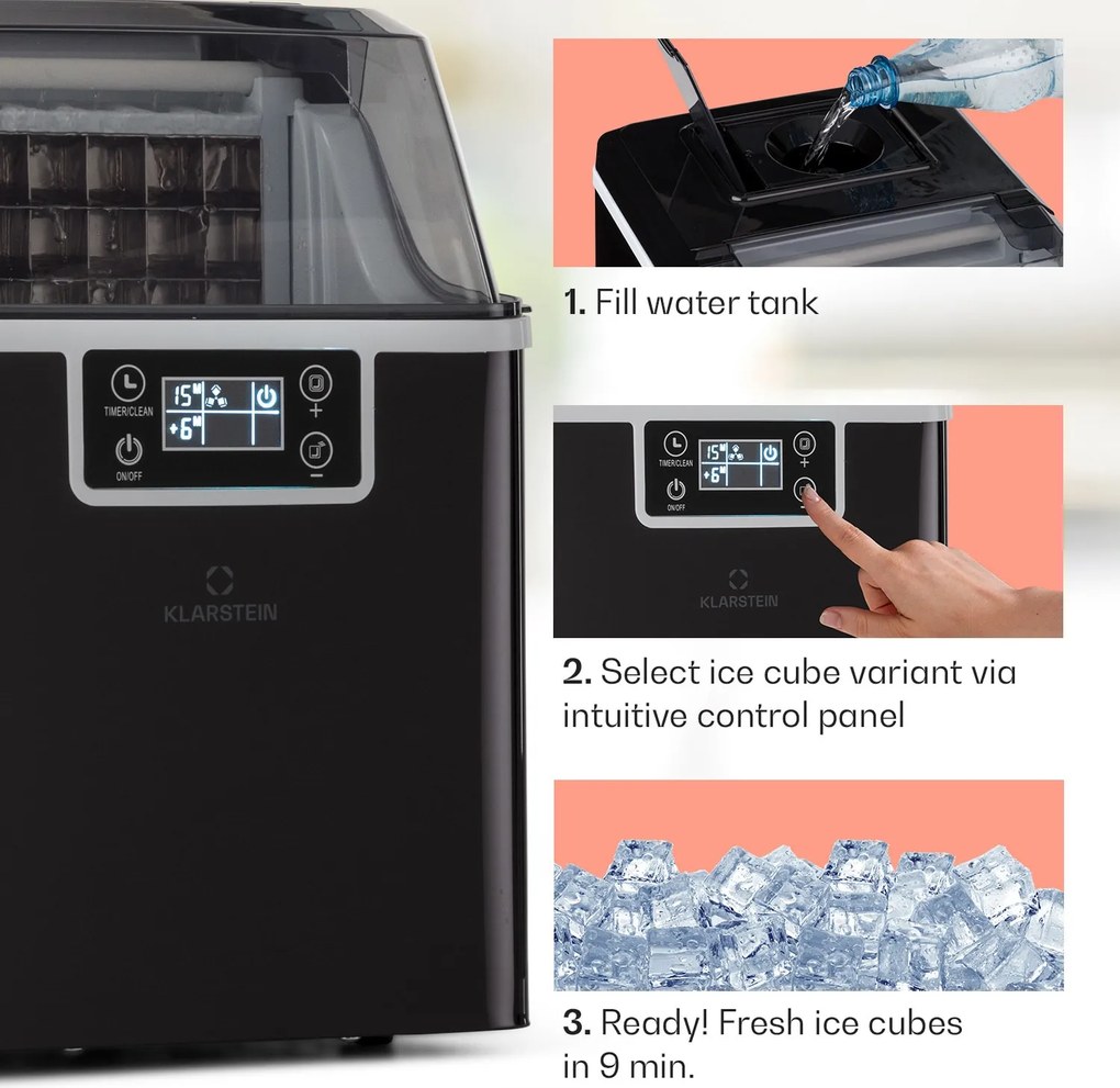 Klarstein Chios, výrobník ľadu, 20 kg/24 h, Auto-Clean, nádrž 3,2 l