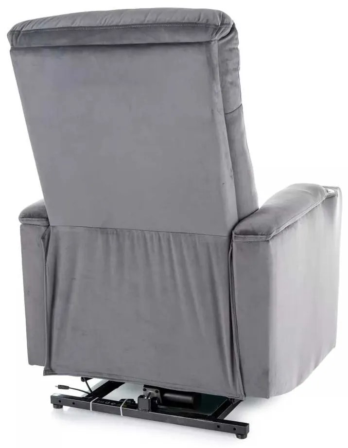Polohovacie kreslo Berville Velvet, sivá