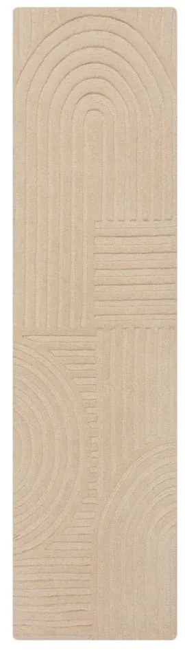 Béžový vlnený koberec behúň 60x230 cm Zen Garden – Flair Rugs
