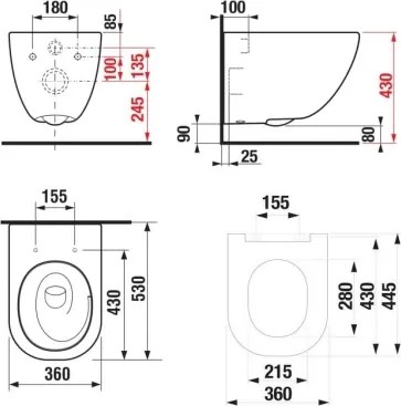 Závesné WC + sedátko MIO + tlačidlo DUAL + podomietkový modul + podložka