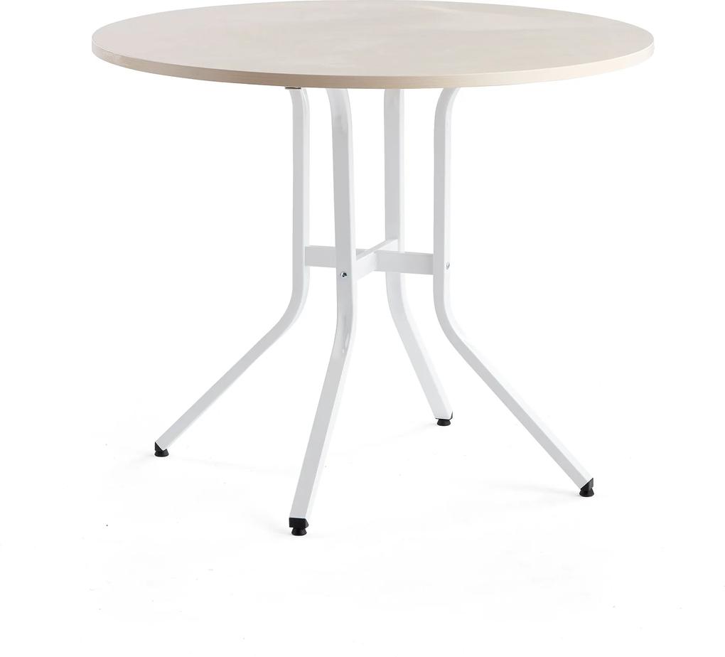 Stôl Various, Ø1100x900 mm, biela, breza