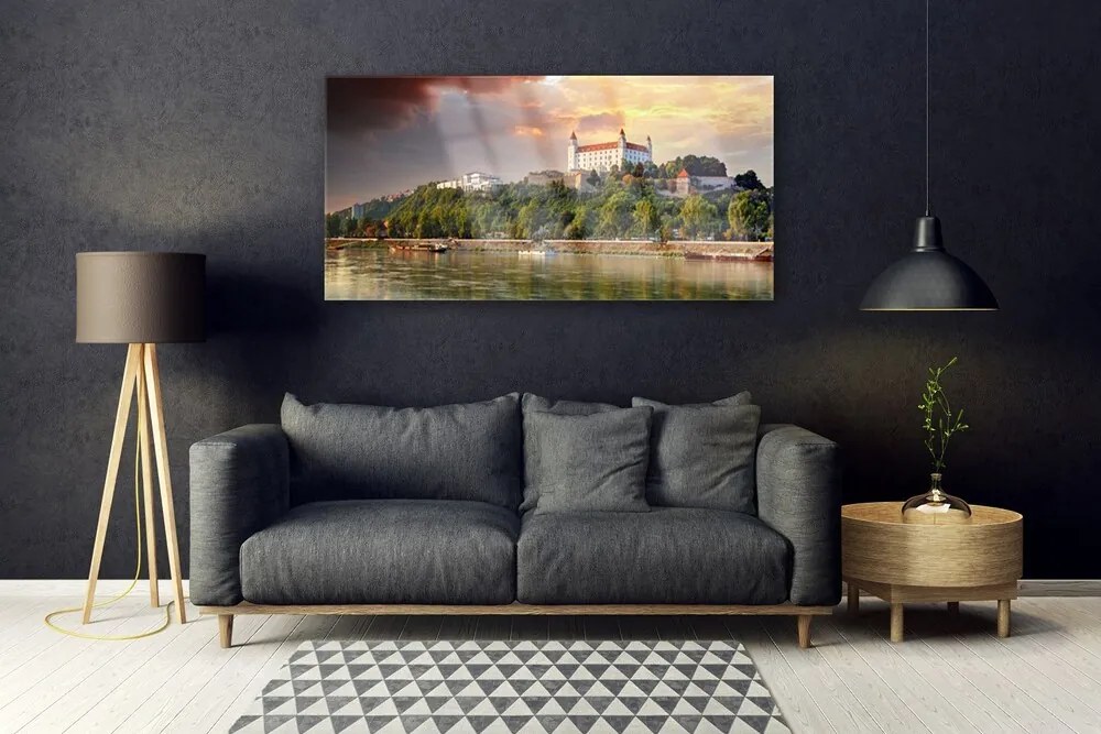 Obraz plexi Mesto jazero krajina 120x60 cm