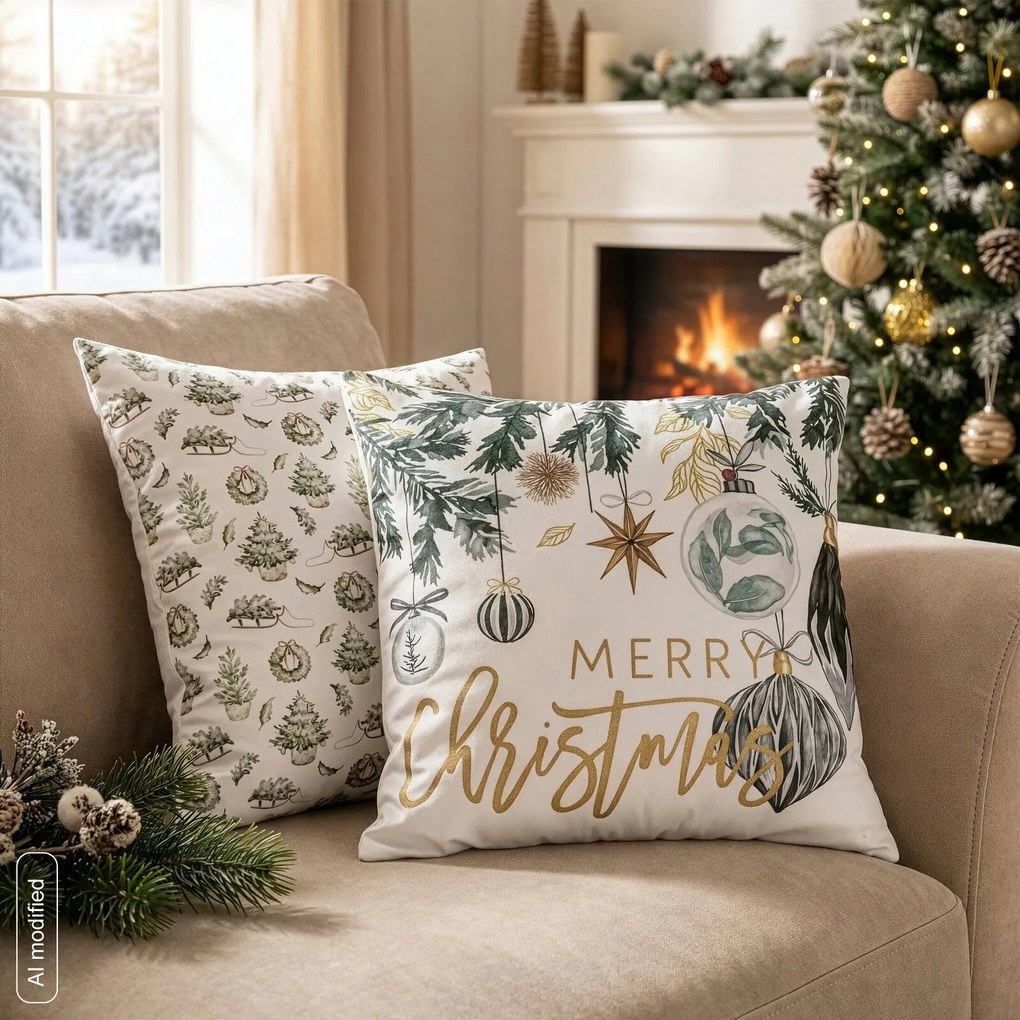 VIANOČNÁ DEKORAČNÁ OBLIEČKA NA VANKÚŠ SILENT NIGHT1 45X45 CM VZOROVANÁ