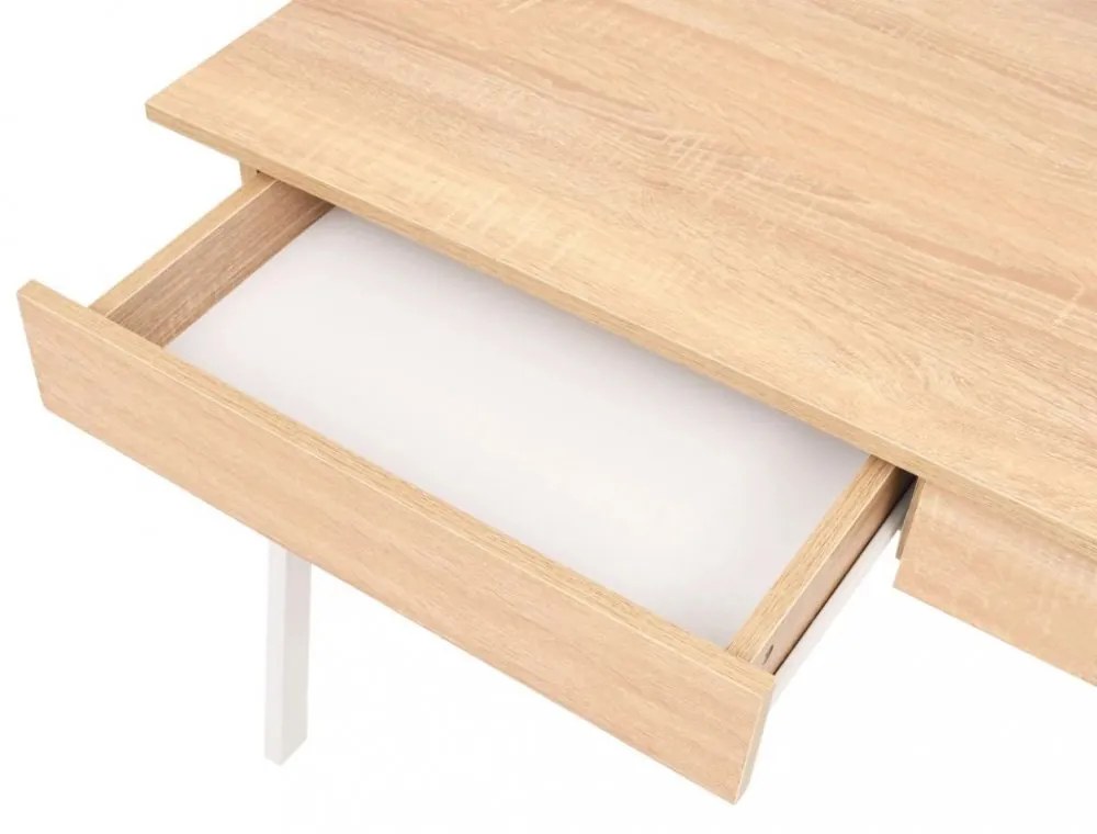 Písací stôl 110x55 cm dub / biela Dekorhome