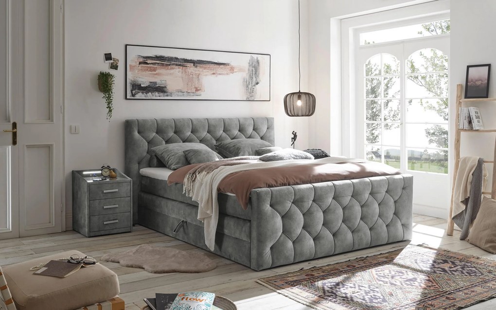 XXXLutz BOXSPRINGOVÁ POSTEĽ, 180/200 cm, sivá MID.YOU - Online Only spálne - 002220049103