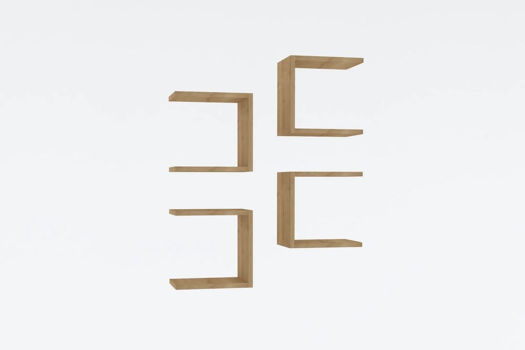 Súprava nástenných políc BASE 4 ks dub safírový