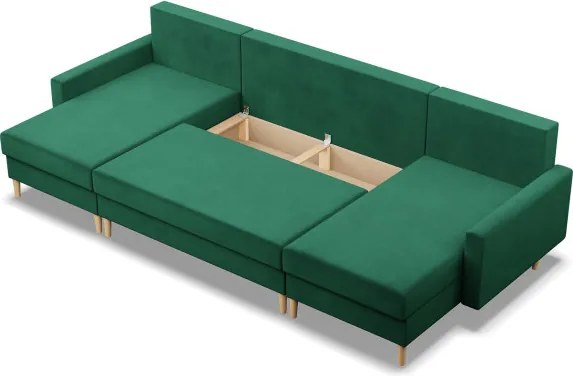 Sedacia súprava BLANK Elegant v tvare U fľaškovo zelená