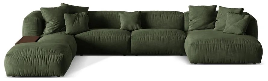 Zelená zamatová modulárna rohová pohovka (ľavý roh/do tvaru "U") Martina – Micadoni