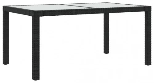 vidaXL Záhradný stôl 150x90x75 cm tvrdené sklo a polyratan čierny-