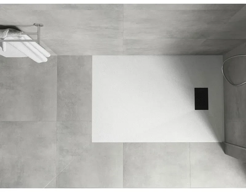 Mexen Hugo, obdĺžniková sprchová vanička SMC 120 x 90 cm, biela, čierna krytka, 42109012-B