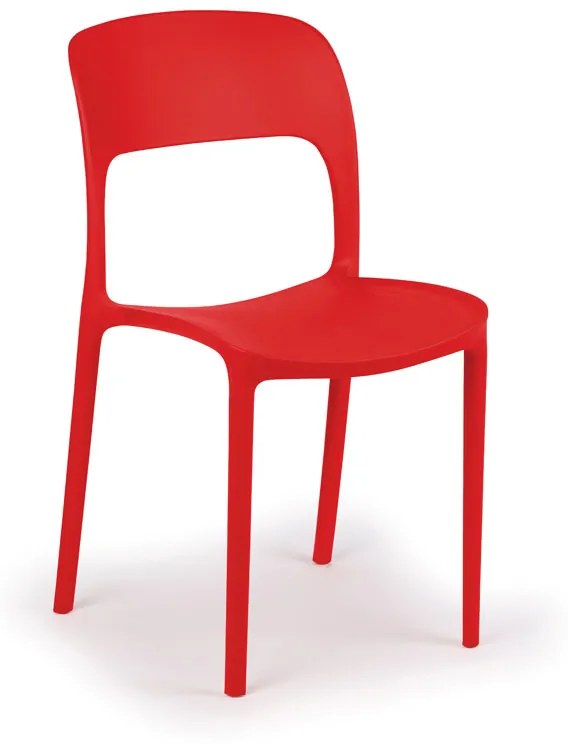 Dizajnová plastová jedálenská stolička REFRESCO, červená