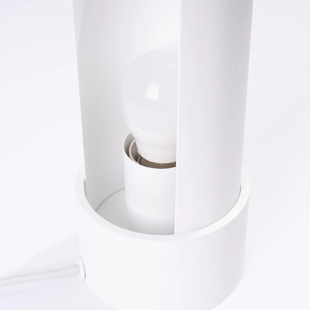 Stolná lampa Flash, 1x biele kovové tienidlo