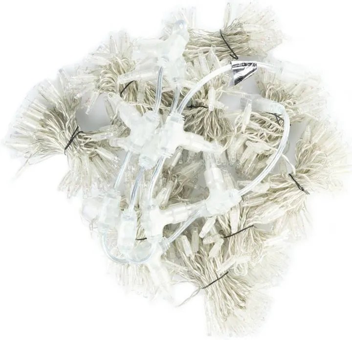 DECOLED Interiérová LED světelná záclona, teple bílá, transparentní kabel, 1x1,5 m, 150 diod