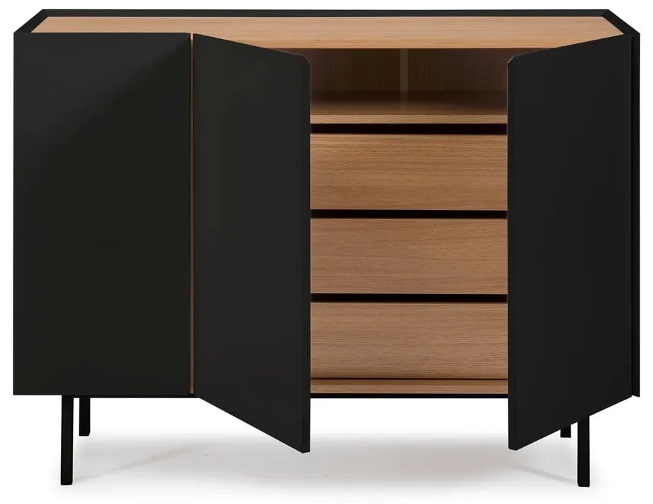 Čierna/v prírodnej farbe nízka komoda v dekore duba 110x85 cm Arista – Teulat