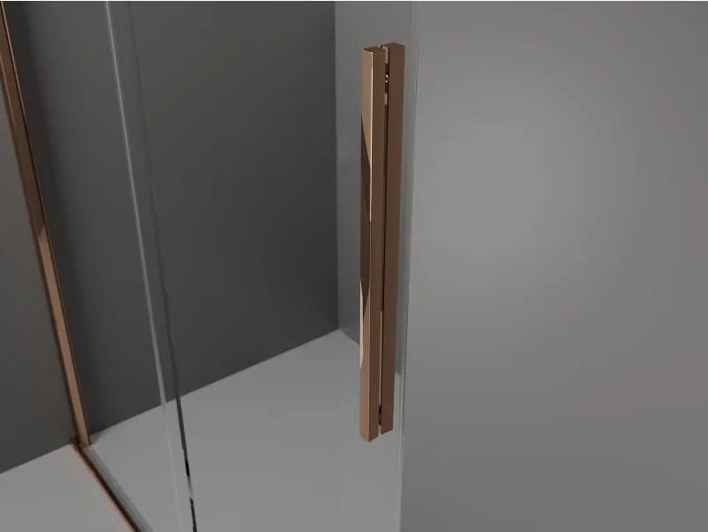 Mexen Velar L, sprchový kút s posuvnými dverami 100 x 90 cm, 8mm šedé sklo, ružové zlato, 871-100-090-43-60
