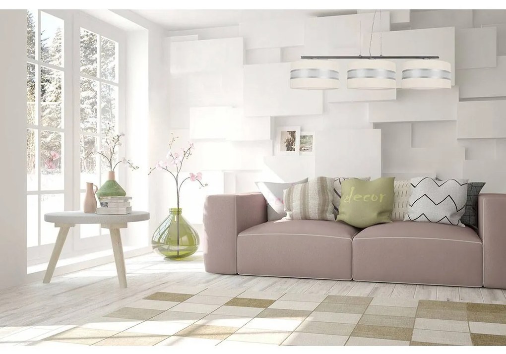 Závesné svietidlo Elegance, 3x textilné tienidlo (mix 4 farieb)