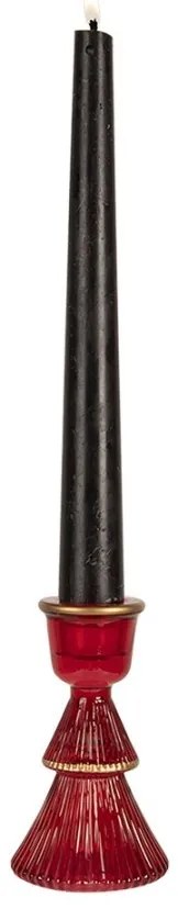 Červený sklenený svietnik v tvare stromčeka na úzku sviečku - Ø 6*10 cm