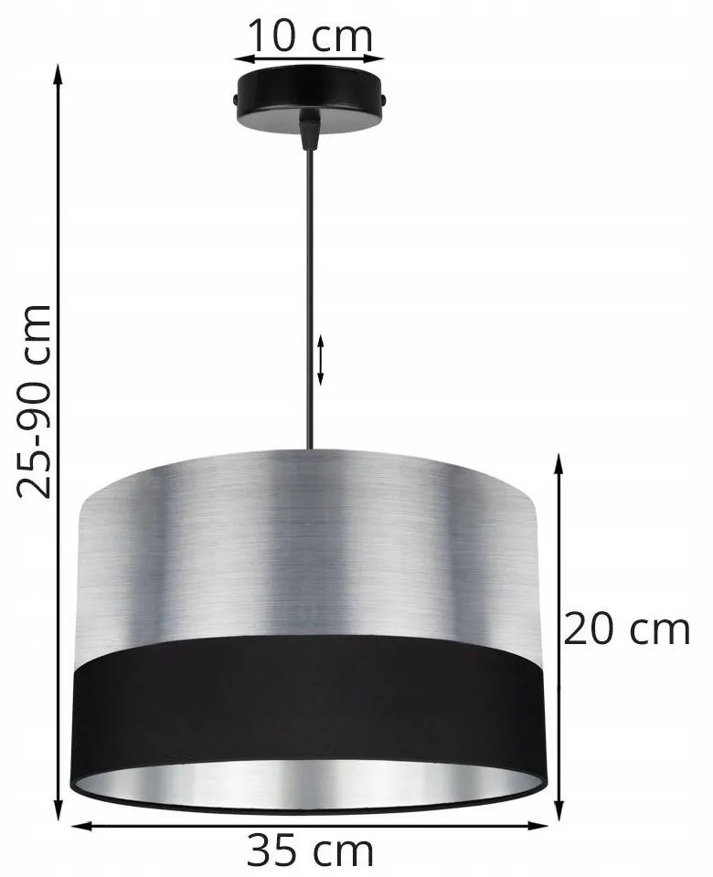 Závesné svietidlo Chromic, 1x chrómové textilné tienidlo (výber z 2 farieb), (výber z 2 farieb konštrukcie), (fi 35cm)