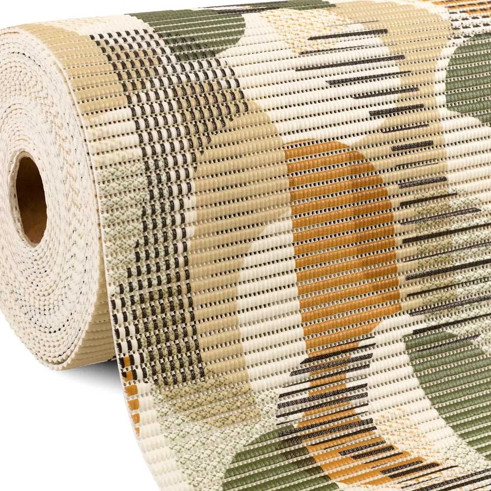 Kúpeľňová penová rohož / predložka PRO-088 Hnedo-zelený designový vzor - metráž šírka 65 cm