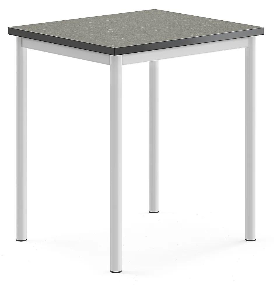 Stôl SONITUS, 700x600x760 mm, linoleum - tmavošedá, biela